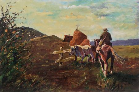 Quadro di G. Franci Paesaggio maremmano - olio tela 